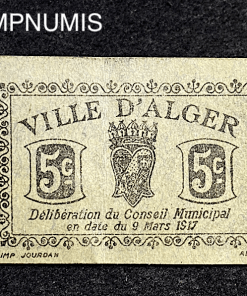 ,BILLET,ALGERIE,5,CENTIMES,1917,ALGER,