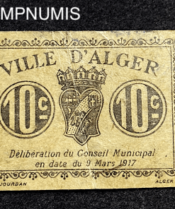 BILLET,ALGERIE,10,CENTIMES,1917,ALGER,