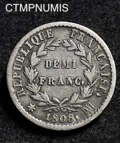 ,MONNAIE,NAPOLEON,EMPEREUR,DEMI,FRANC,ARGENT,1808,MA,MARSEILLE,