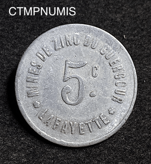 ,MONNAIE,COLONIE,ALGERIE,5,CENTIMES,MINES,ZINC,GUERGOUR,LA,FAYETTE,