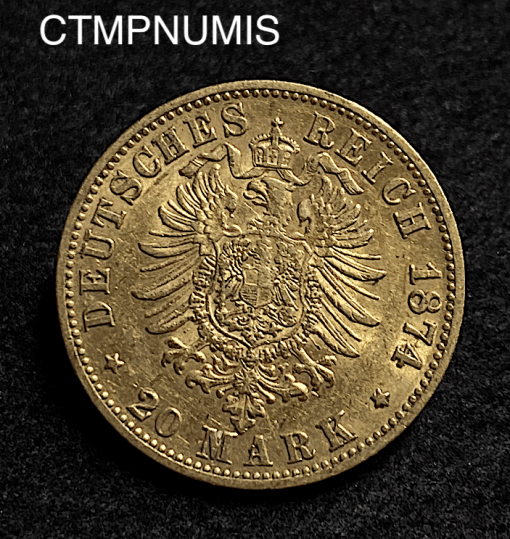,MONNAIE,ALLEMAGNE,WURTTEMBERG,29,MARK,OR,1874,