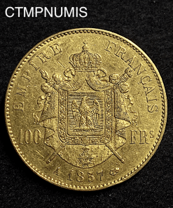 MONNAIE  EMPIRE   100 FRANCS OR  NAPOLEON III  1857 A  PARIS