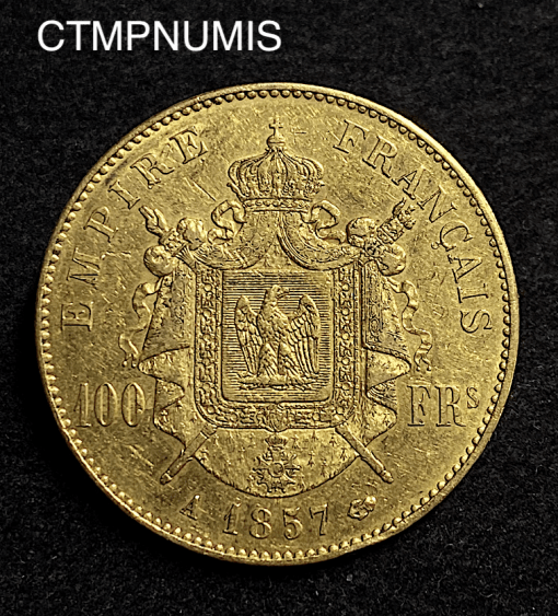 MONNAIE  EMPIRE   100 FRANCS OR  NAPOLEON III  1857 A  PARIS
