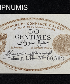 ,BILLET,CHAMBRE,COMMERCE,ALGER,50,CENTIMES,MARRON,1915,