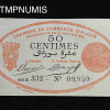 ,BILLET,CHAMBRE,COMMERCE,ALGER,50,CENTIMES,ORANGE,1915,