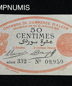 ,BILLET,CHAMBRE,COMMERCE,ALGER,50,CENTIMES,ORANGE,1915,