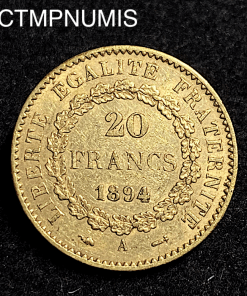 ,MONNAIE,20,FRANCS,OR,GENIE,1894,