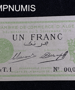 ,BILLET,ALGERIE,1,FRANC,CHAMBRE,COMMERCE,ALGER,1914,