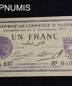 ,BILLET,ALGERIE,1,FRANC,CHAMBRE,COMMERCE,ALGER,1914,VIOLET,