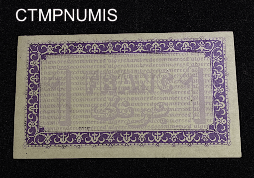 ,BILLET,ALGERIE,1,FRANC,CHAMBRE,COMMERCE,ALGER,1914,VIOLET,