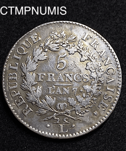 ,MONNAIE,5,FRANCS,ARGENT,UNION,FORCE,AN,7,L,BAYONNE,