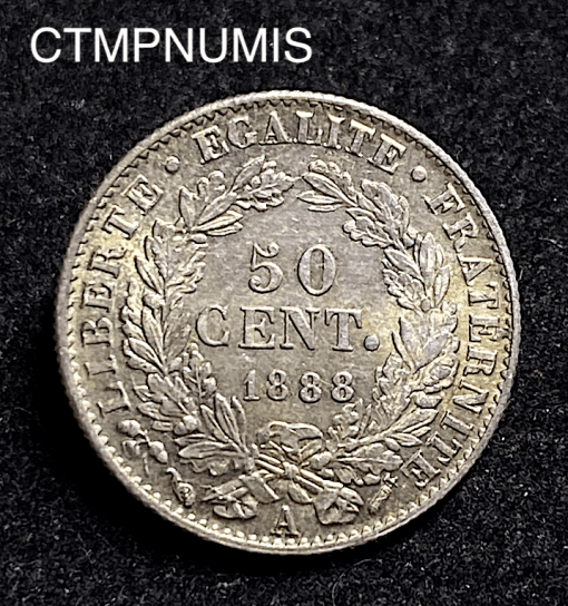 ,MONNAIE,ARGENT,50,CENTIMES,CERES,1888,