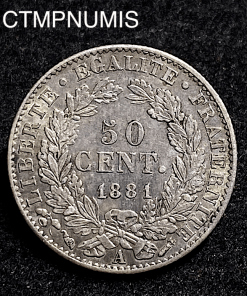 ,MONNAIE,ARGENT,50,CENTIMES,CERES,1888,