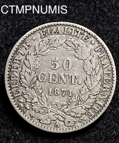 ,MONNAIE,ARGENT,50,CENTIMES,CERES,1874,