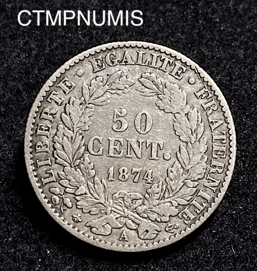 ,MONNAIE,ARGENT,50,CENTIMES,CERES,1874,