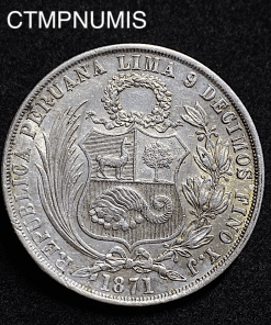 ,MONNAIE,PEROU,1,SOL,ARGENT,1871,LIMA,