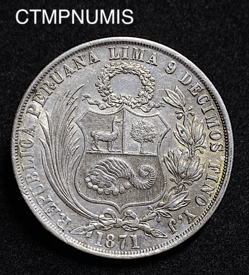 ,MONNAIE,PEROU,1,SOL,ARGENT,1871,LIMA,