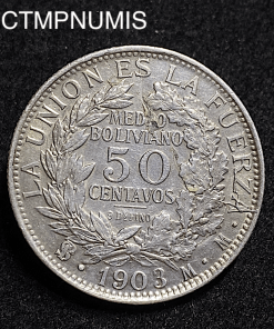 ,MONNAIE,BOLIVIE,50,CENTAVOS,ARGENT,1903,POTOSI,