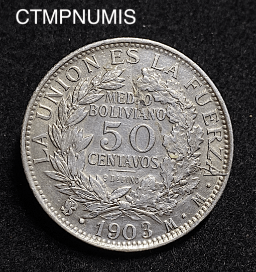 ,MONNAIE,BOLIVIE,50,CENTAVOS,ARGENT,1903,POTOSI,