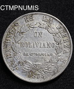 ,MONNAIE,BOLIVIE,1,BOLIVIANO,ARGENT,1873,POTOSI,