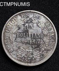 ,MONNAIE,BOLIVIE,1,BOLIVIANO,ARGENT,1872,POTOSI,