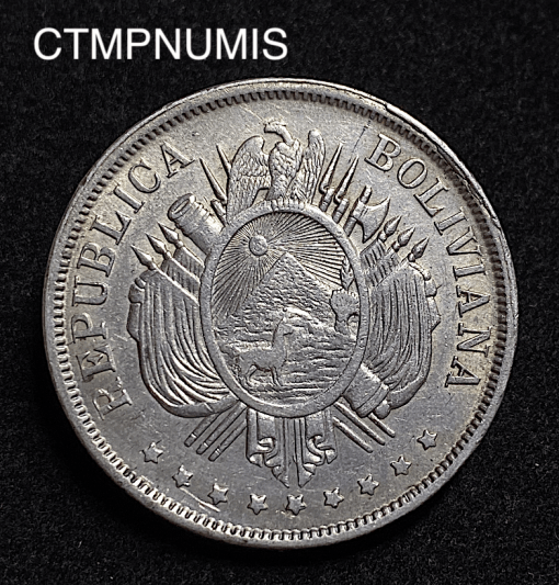 ,MONNAIE,BOLIVIE,1,BOLIVIANO,ARGENT,1872,POTOSI,