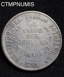 ,MONNAIE,BOLIVIE,1,MELGAREJO,ARGENT,1865,POTOSI,