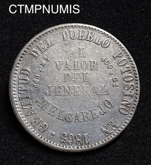 ,MONNAIE,BOLIVIE,1,MELGAREJO,ARGENT,1865,POTOSI,