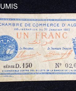 ,BILLET,ALGERIE,1,FRANC,1923,CHAMBRE,COMMERCE,ALGER,