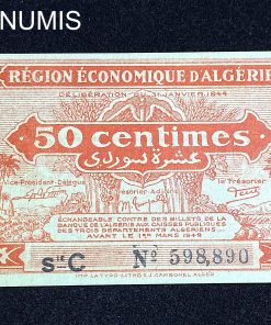 ,BILLET,ALGERIE,50,CENTIMES,CHAMBRE,COMMERCE,ALGER,1944,