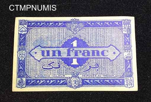 ,BILLET,ALGERIE,1,FRANC,CHAMBRE,COMMERCE,ALGER,1944,