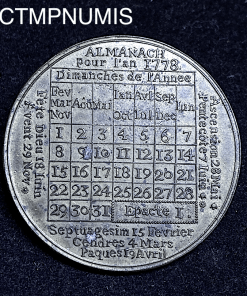 ,MEDAILLE,ALMANACH,LOUIS,XVI,1778,