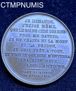 ,MEDAILLE,CENTS,JOUR,ANTOINE,DUC,ANGOULEME,PONT,SAINT,ESPRIT,1815,