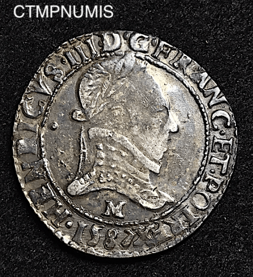 ,MONNAIE,ROYALE,HENRI,III,1/2,FRANC,ARGENT,1587,M,TOULOUSE,