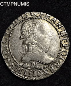 ,MONNAIE,ROYALE,HENRI,III,1/2,FRANC,1588,M,TOULOUSE,