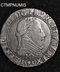 ,MONNAIE,ROYALE,HENRI,III,1/2,FRANC,ARGENT,1593,M,TOULOUSE,