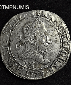 ,MONNAIE,ROYALE,HENRI,III,FRANC,ARGENT,1578,M,TOULOUSE,