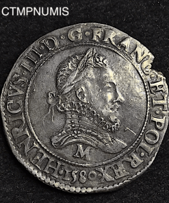 ,MONNAIE,ROYALE,HENRI,III,FRANC,ARGENT,1580,M,TOULOUSE,