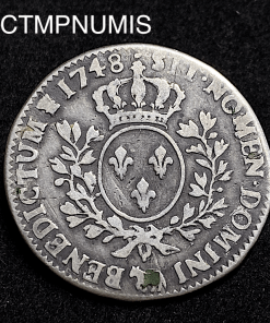 ,MONNAIE,ROYALE,LOUIS,XVI,1/2,ECU,AU,BANDEAU,ARGENT,1748,PAU,BEARN,