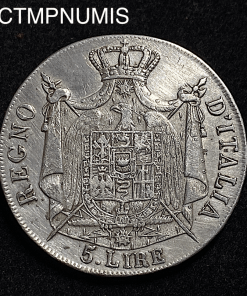 ,MONNAIE,ITALIE,5,LIRE,ARGENT,NAPOLEON,1809,MILAN,