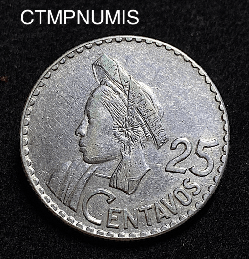 ,MONNAIE,GUATEMALA,25,CENTAVOS,ARGENT,1960,