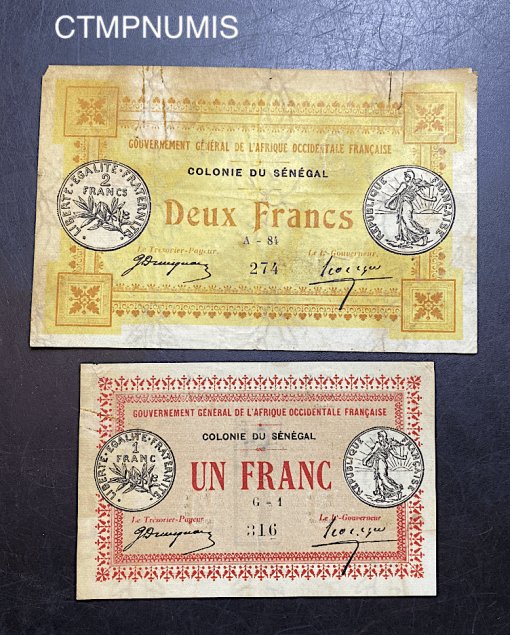 ,BILLET,COLONIE,SENEGAL,1917,1,2,FRANCS,