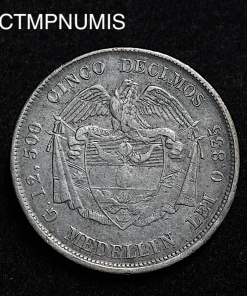 ,MONNAIE,COLOMBIE,5,DECIMO,ARGENT,1878,