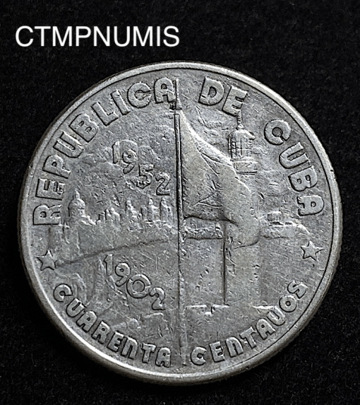 ,MONNAIE,CUBA,40,CENTAVOS,ARGENT,1952,