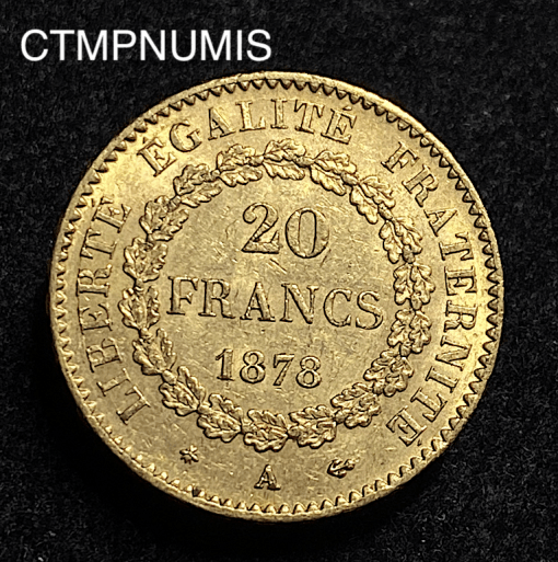 ,MONNAIE,20,FRANCS,OR,GENIE,1878,