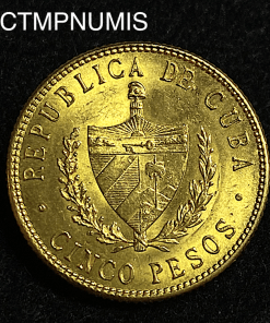 ,MONNAIE,CUBA,5,PESOS,OR,1915,
