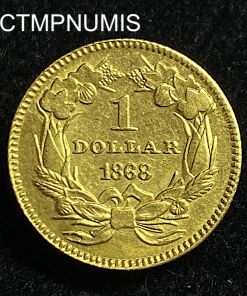 ,MONNAIE,ETATS,UNIS,1,DOLLAR,OR,1868,INDIEN,