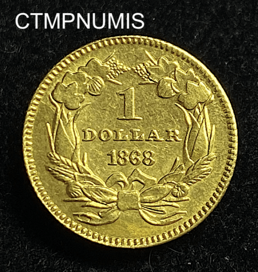 ,MONNAIE,ETATS,UNIS,1,DOLLAR,OR,1868,INDIEN,