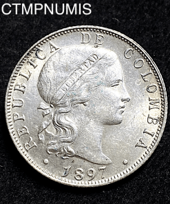 ,MONNAIE,COLOMBIE,20,CENTAVOS,ARGENT,1897,BOGOTA,