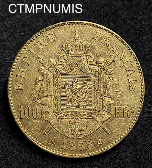 ,MONNAIE,EMPIRE,100,FRANCS,OR,NAPOLEON,1858,